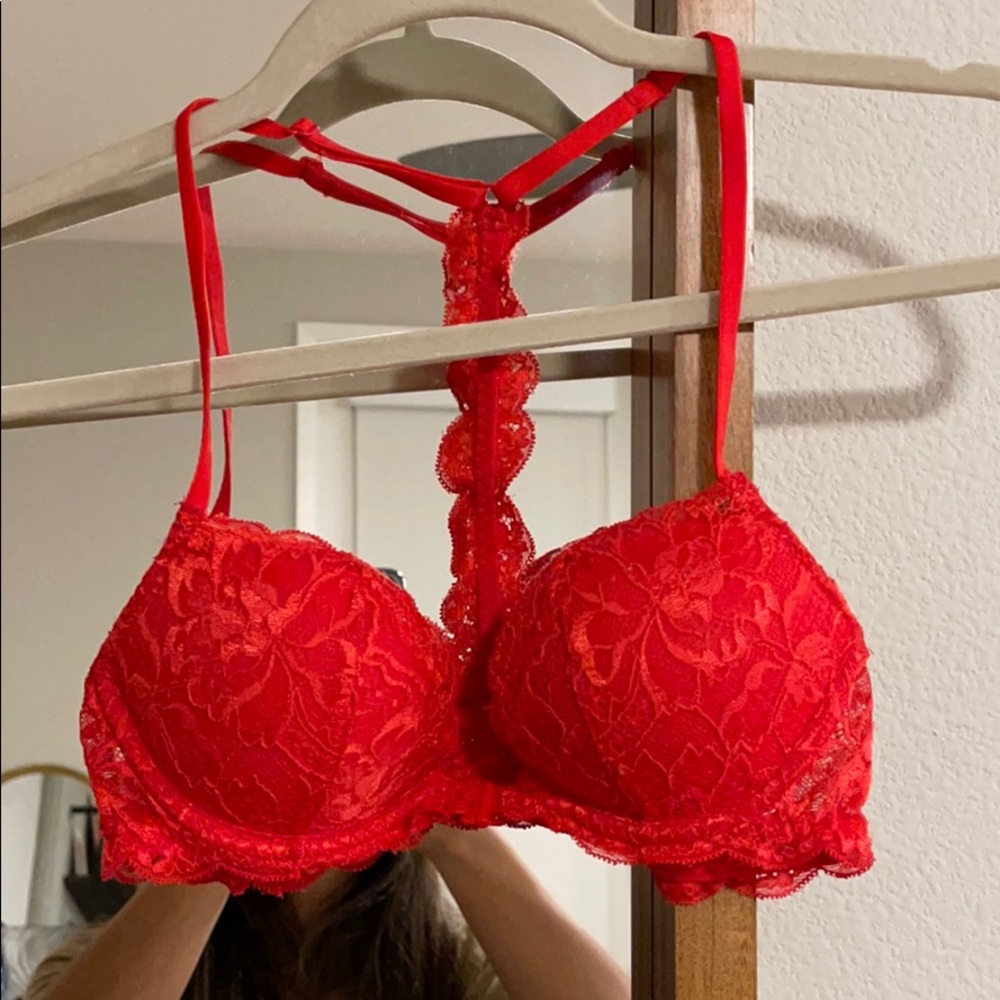 PINK Victoria’s Secret Date Racerback Red Lace Bra